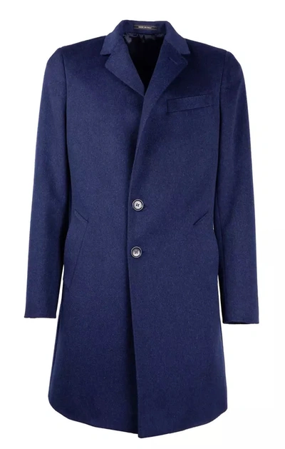 Shop Made In Italy Navy Elegance Wool Coat For Men's Men In Blue