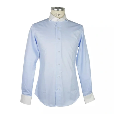 Shop Made In Italy Milano Contrast Collar Gentleman's Men's Shirt In Light Blue