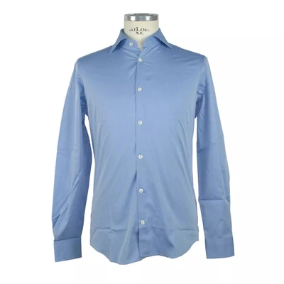 Shop Made In Italy Elegance Unleashed Light Blue Cotton Men's Shirt
