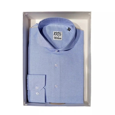 Shop Made In Italy Elegant Light Blue Oxford Men's Shirt