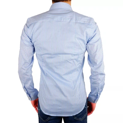 Shop Made In Italy Elegant Milano Light Blue Cotton Men's Shirt