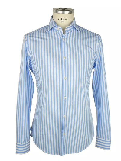 Shop Made In Italy Elegant Striped Milano Cotton Men's Shirt In White