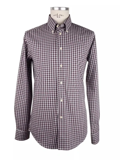 Shop Made In Italy Elegant Red Checkered Milano Cotton Men's Shirt