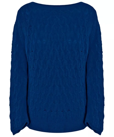 Shop Malo Elegant Wool-cashmere Boat Neck Women's Sweater In Blue