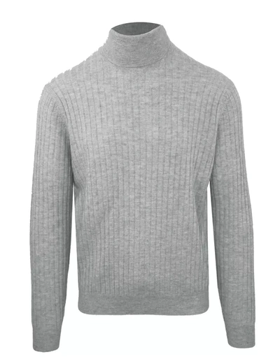 Shop Malo Elegant Wool Cashmere Turtleneck Men's Sweater In Gray