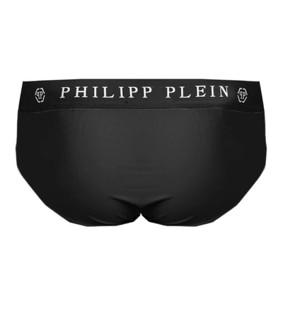 Shop Philipp Plein Sleek Nylon Swim Briefs With Iconic Logo Men's Detail In Black