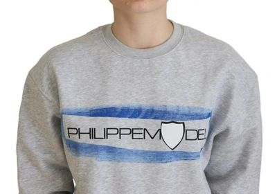 Shop Philippe Model Elegant Gray Printed Cotton Women's Sweater