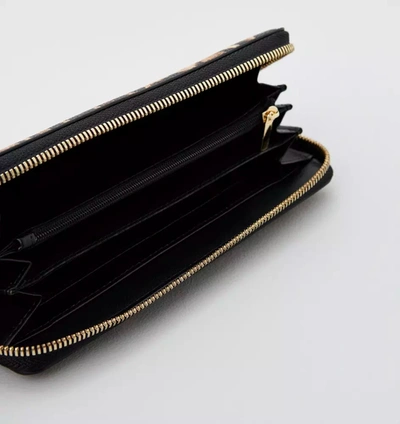Shop Plein Sport Sleek Designer Zipper Wallet With Gold Women's Accents In Brown