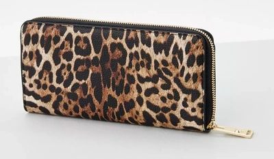 Shop Plein Sport Sleek Designer Zipper Wallet With Gold Women's Accents In Brown