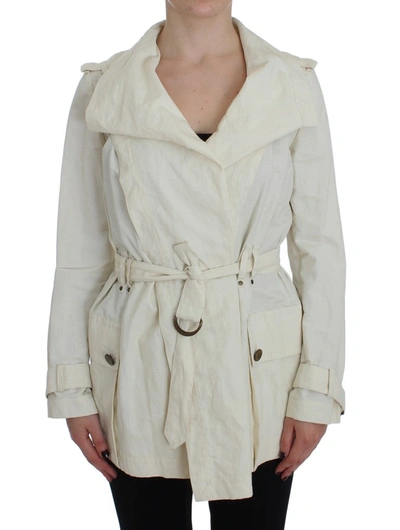 Shop Plein Sud Elegant White Wrap Trench Women's Jacket