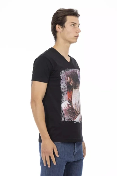 Shop Trussardi Action Sleek V-neck Tee With Edgy Front Men's Print In Black