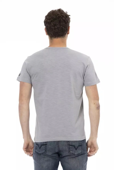 Shop Trussardi Action Chic Gray Short Sleeve T-shirt With Unique Men's Print