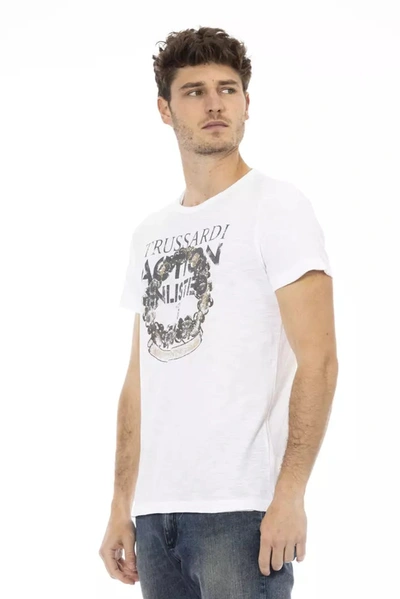 Shop Trussardi Action Chic White Tee With Front Men's Print
