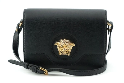 Shop Versace Elegant Black Calf Leather Shoulder Women's Bag
