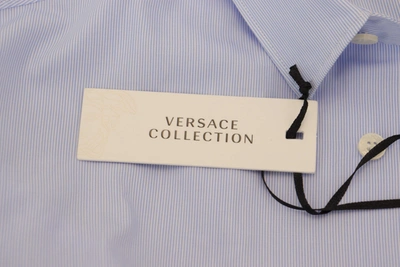 Shop Versace Collection Elegant Light Blue Dress Men's Shirt