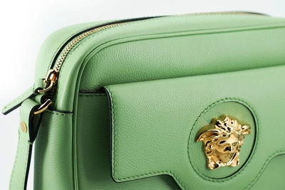 Shop Versace Elegant Mint Green Leather Camera Case Women's Bag