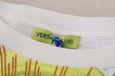 Shop Versace Jeans Elegant White Graphic Crew Neck Women's Sweater