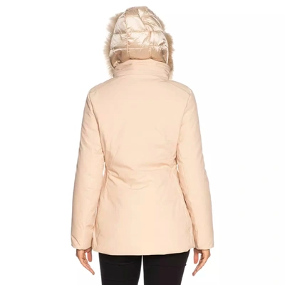 Shop Yes Zee Chic High-collar Hooded Women's Jacket With Women's Fur In Beige