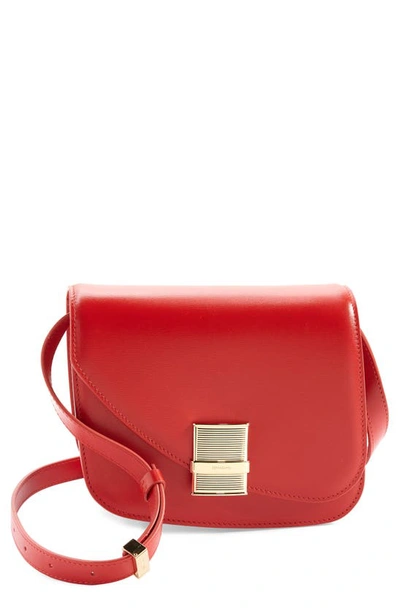 Shop Ferragamo Fiamma Small Leather Crossbody Bag In Flame Red