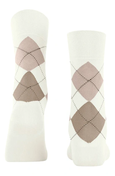 Falke Argyle Organic Cotton Blend Crew Socks In Off-white