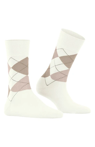 Falke Argyle Organic Cotton Blend Crew Socks In Off-white