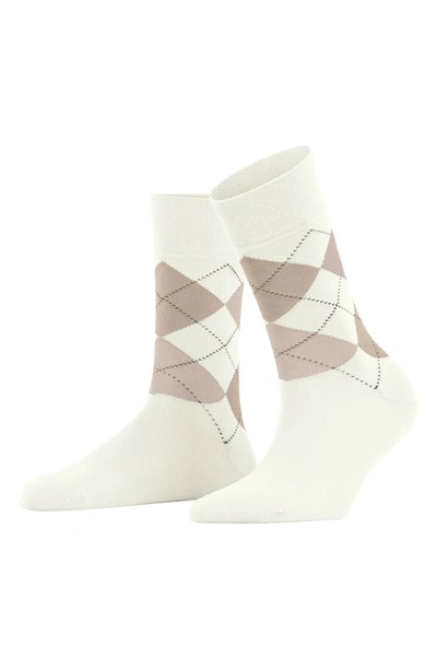 Falke Argyle Organic Cotton Blend Crew Socks In Off-white