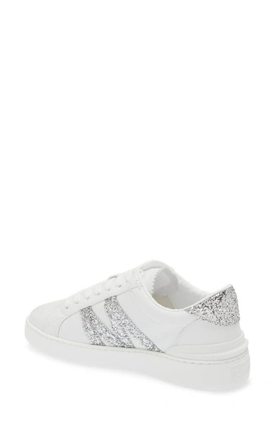 Shop Moncler Monaco M Low Top Sneaker In White/ Silver