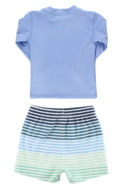 Ruggedbutts Long Sleeve Two-piece Rashguard Swimsuit In Coastal Stripe