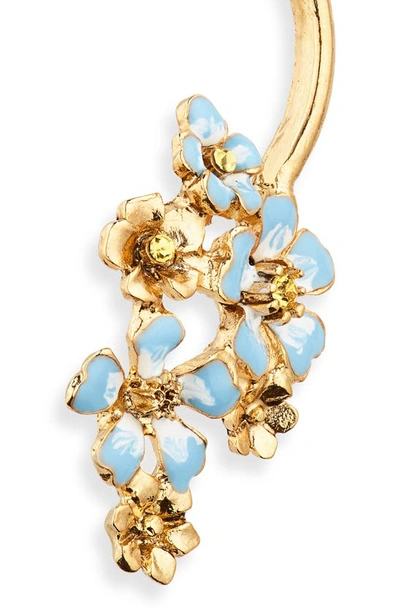 Shop Oscar De La Renta Hand Painted Flower Drop Earrings In Blue