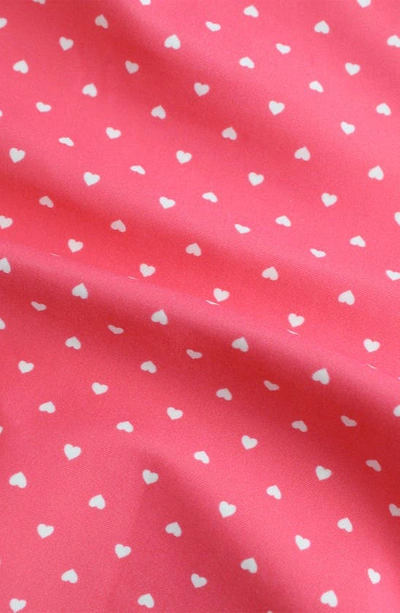 Shop Rufflebutts Two-piece Rashguard Swimsuit & Hat Set In Pink Heart Polka Dot