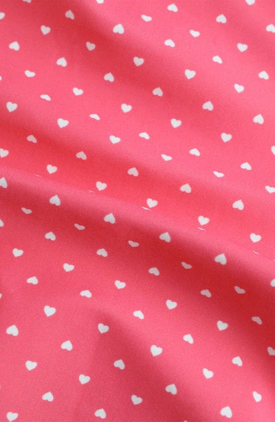 Rufflebutts Two-piece Rashguard Swimsuit & Hat Set In Pink Heart Polka Dot