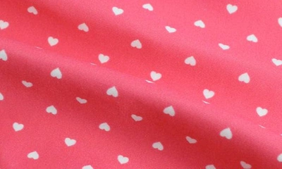 Rufflebutts Two-piece Rashguard Swimsuit & Hat Set In Pink Heart Polka Dot