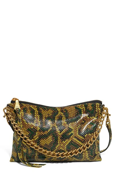 Shop Aimee Kestenberg Mystro Heart Chain Crossbody Bag In Cumin Snake/ Black