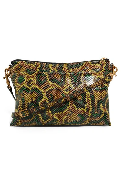 Shop Aimee Kestenberg Mystro Heart Chain Crossbody Bag In Cumin Snake/ Black