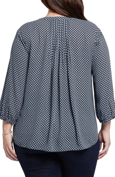 Nydj Semisheer Pintuck Blouse In Blue