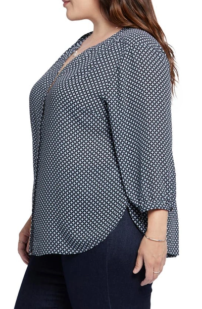 Nydj Semisheer Pintuck Blouse In Blue
