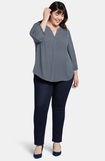 Nydj Semisheer Pintuck Blouse In Blue