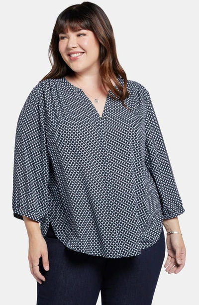 Nydj Semisheer Pintuck Blouse In Blue
