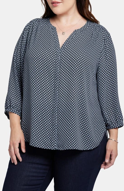 Nydj Semisheer Pintuck Blouse In Blue