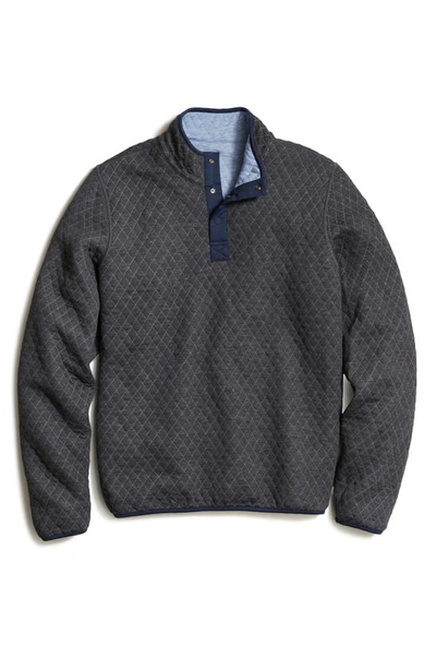 Shop Marine Layer Corbet Quilt Jacquard Reversible Pullover In Light Blue/ Charcoal