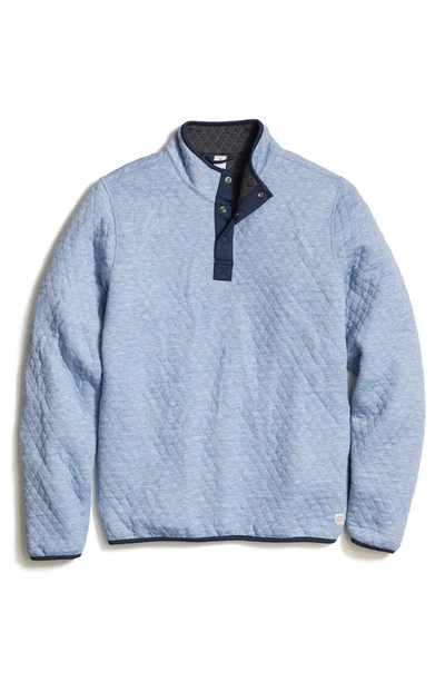 Shop Marine Layer Corbet Quilt Jacquard Reversible Pullover In Light Blue/ Charcoal