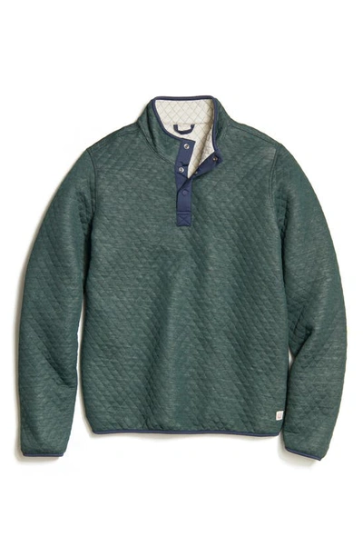 Shop Marine Layer Corbet Quilt Jacquard Reversible Pullover In Green/ Oatmeal