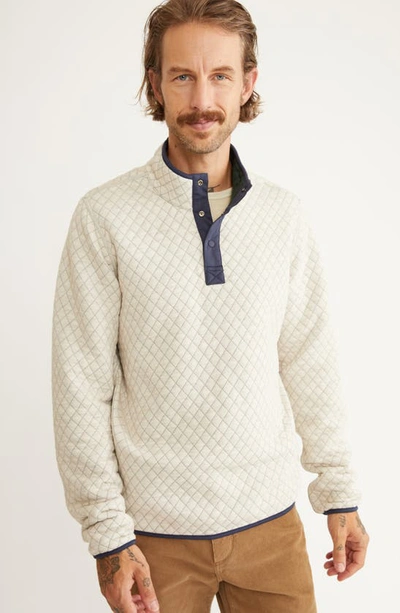 Shop Marine Layer Corbet Quilt Jacquard Reversible Pullover In Green/ Oatmeal