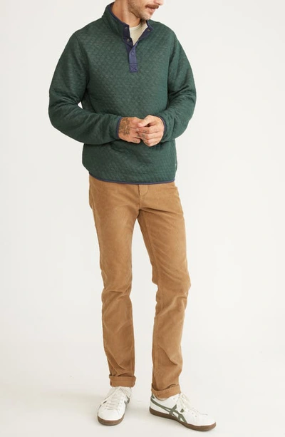 Shop Marine Layer Corbet Quilt Jacquard Reversible Pullover In Green/ Oatmeal