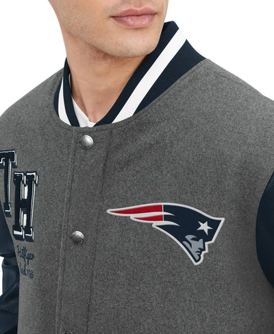 Shop Tommy Hilfiger Heather Gray/navy New England Patriots Gunner Full-zip Varsity Jacket
