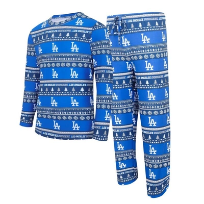 Concepts Sport Men's  Royal Los Angeles Dodgers Knit Ugly Sweater Long Sleeve Top And Pants Set In Royal