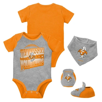 Shop Mitchell & Ness Infant  Orange/heather Gray Tennessee Volunteers 3-pack Bodysuit, Bib And Bootie Set
