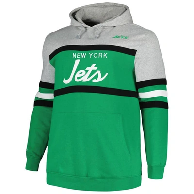 Shop Mitchell & Ness Heather Gray/kelly Green New York Jets Big & Tall Head Coach Pullover Hoodie