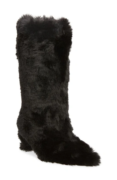 Shop Jeffrey Campbell Fuzzie Faux Fur Pointed Toe Boot In Black