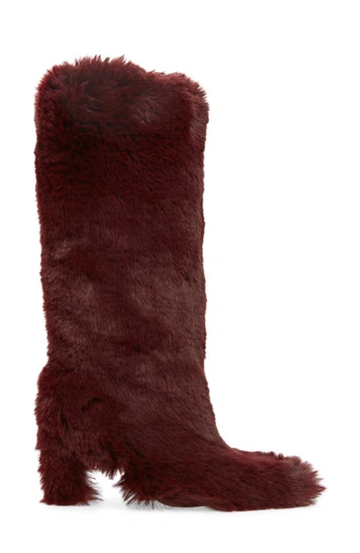 Shop Jeffrey Campbell Fuzzie Faux Fur Pointed Toe Boot In Wine
